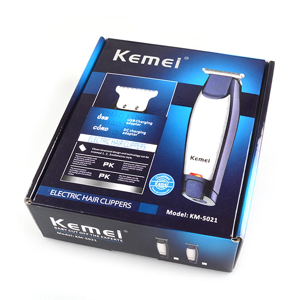Kemei, 3 в 1, профессиональная машинка для стрижки волос, перезаряжаемая, 0 мм, триммеры для волос, Парикмахерская Машинка для стрижки волос с usb-кабелем, KM-5021