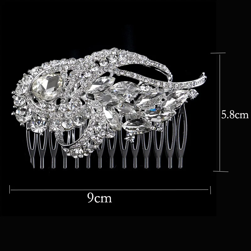 TREAZY Vintage Large Floral Bridal Hair Combs Rhinestone Crystal Wedding Tiara Hair Jewelry European Design Hair Accessories