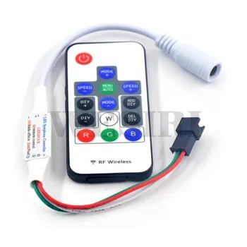 

DC5V-12V 14Key Mini-RF Wireless Remote LED Controller for WS2812B WS2811 SK6812 LED Strip 2048Pixels 300 Kinds of Changes