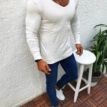 DIHOPE акриловый мужской свитер с длинным рукавом, пуловеры, верхняя одежда, мужской свитер с v-образным вырезом, топы, облегающая однотонная трикотажная одежда