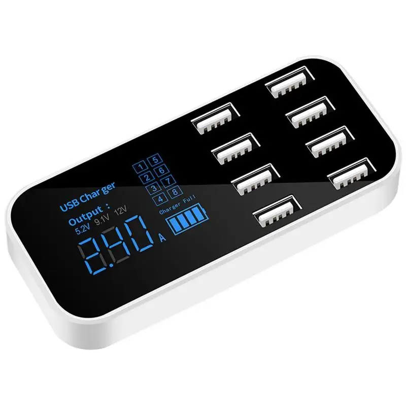 8 Port USB Charger HUB QC 3.0 Quick Charger with LCD Phone Station USB 3.0 Display For Mobile Multiple Charging Dock Voltage