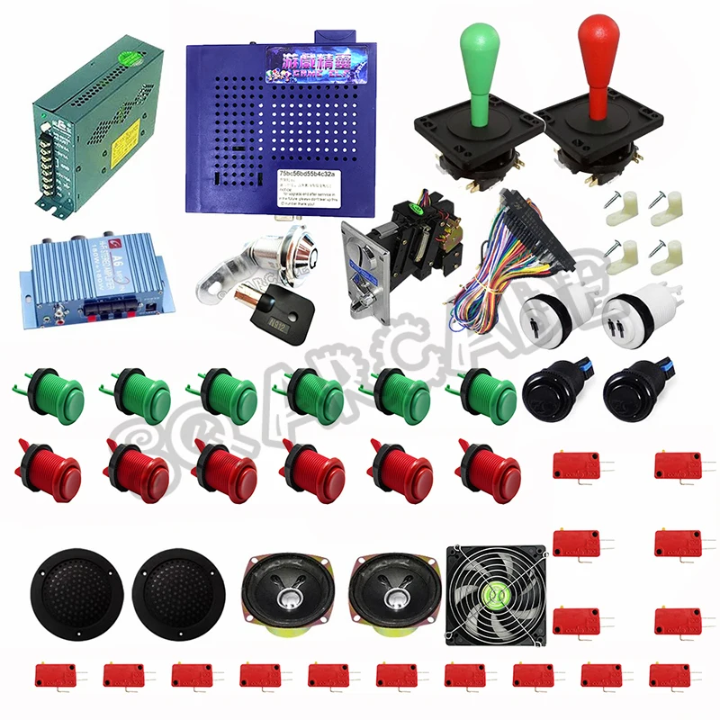 gereen red kit 412 in 1 DIY Arcade kit Jamma arcade game ELF PCB Cartridge classical vertical screen mother game board with mexico joystick - Цвет: gereen red kit