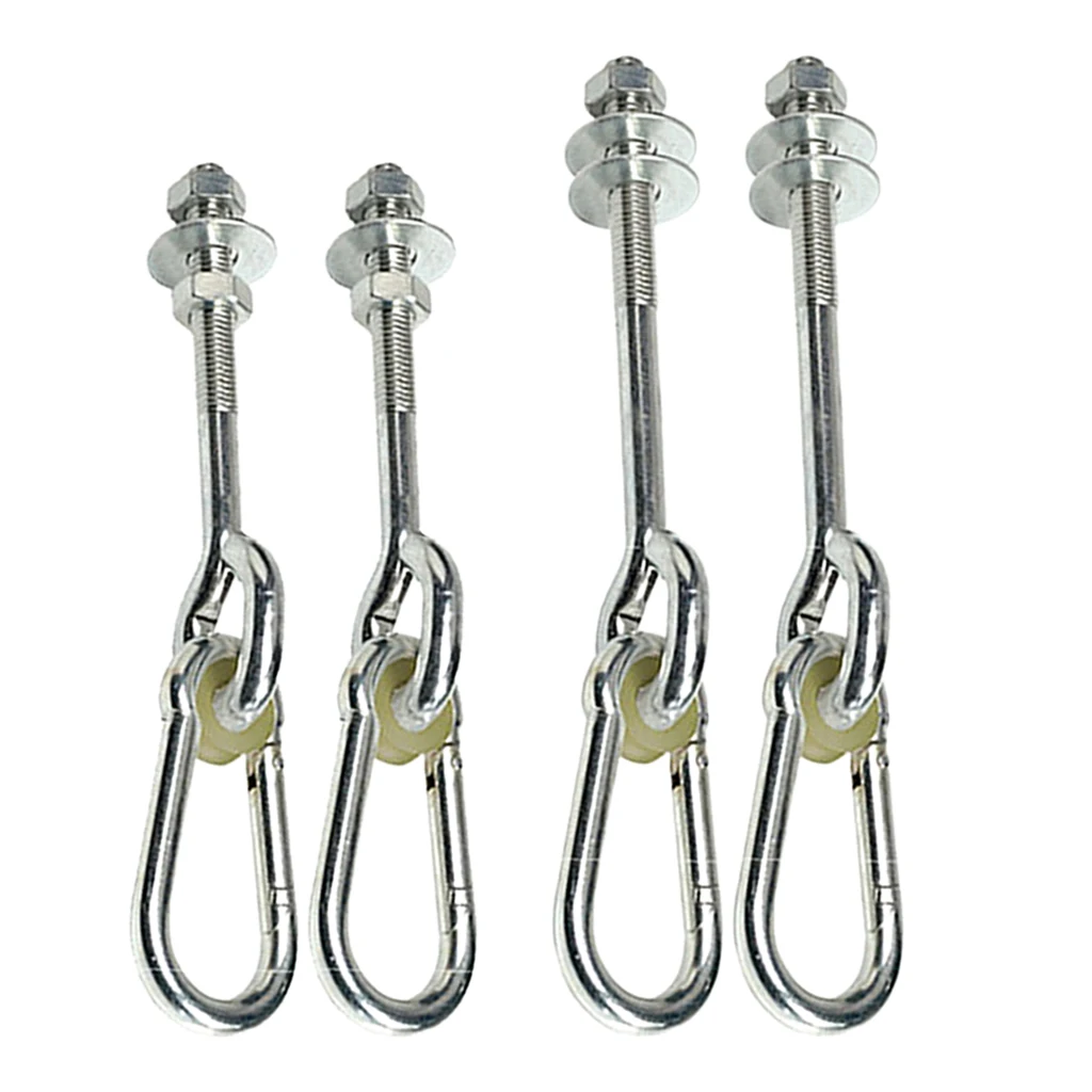 1 Pair Swing Hanger Thread Hook Playset Playground Yoga Metal Heavy Duty Seat Safety Locking Ceiling Mount 2