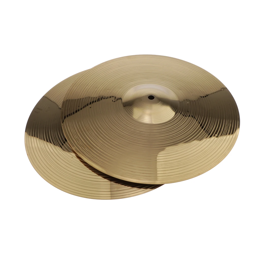 2 Pieces Alloy Hi Hat Cymbals 14inch for Drum Set Parts, Golden