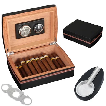 

Multifunctional Cigar Humidor Accessories Set Travel Portable Cedar Cigar Box Case With Wood Ashtray Cigar Cutter Hygrometer