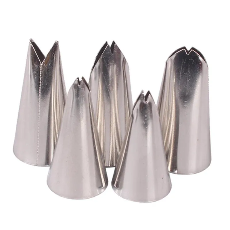 5Pcs Set Leaves Nozzles Stainless Steel Icing Piping Nozzles Tips Pastry Tips For Fondant Cake Baking Decorating Tools