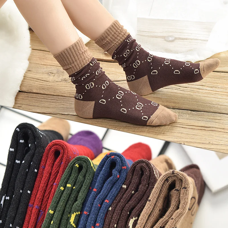 Осенне-зимние новые корейские хлопковые носки для женщин в европейском и американском стиле; носки без пятки в стиле ретро; теплые дышащие спортивные носки
