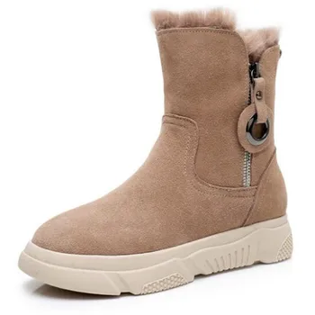 

New Fashion Matte Leather Warm Snow Boots Winter Boots Light Non-slip Flat Boots Women Shoes In-tube Knight Boots Large Size 43