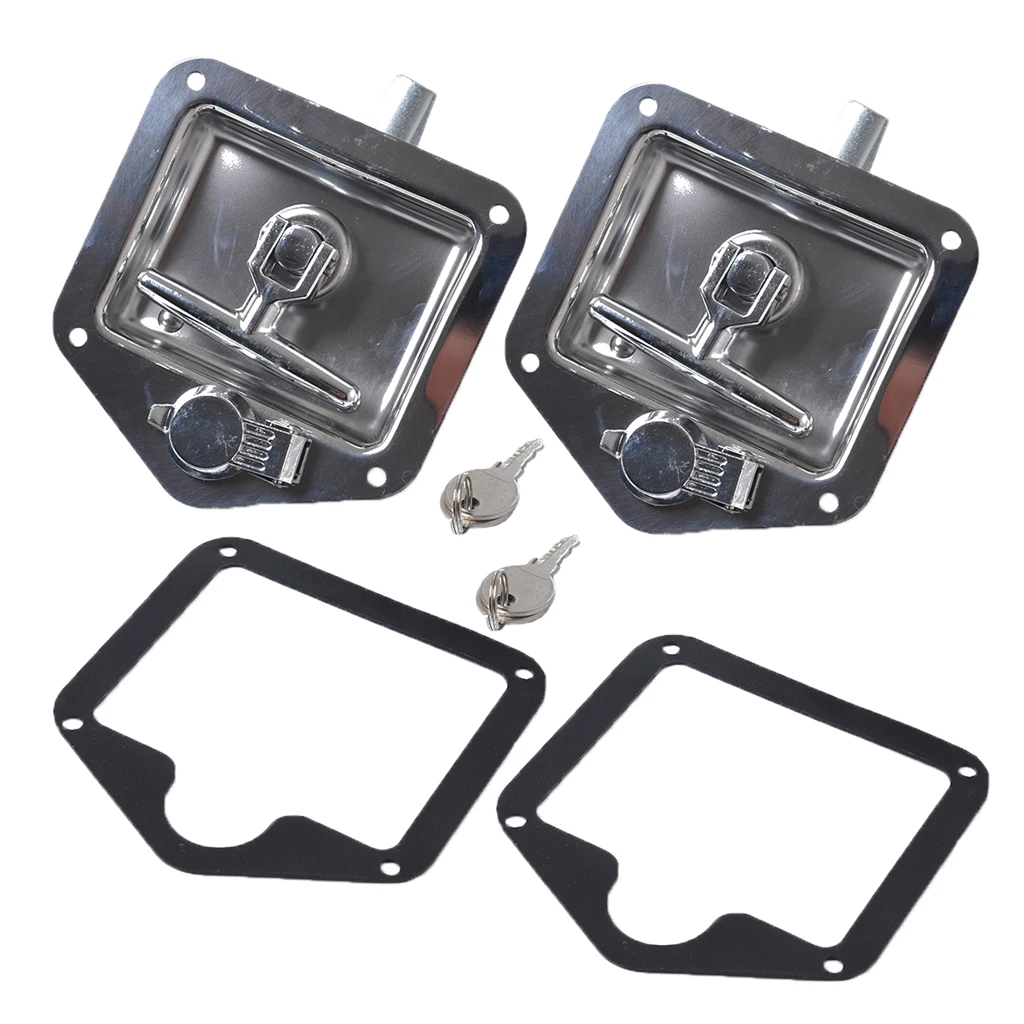 2X Folding T Handle Lock Stainless Steel Truck Toolbox Latch Kit