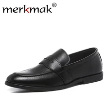 Merkmak/модельные туфли с острым носком; классическая деловая официальная обувь в британском стиле; большие размеры; офисная кожаная обувь для вечеринки; Свадебная обувь