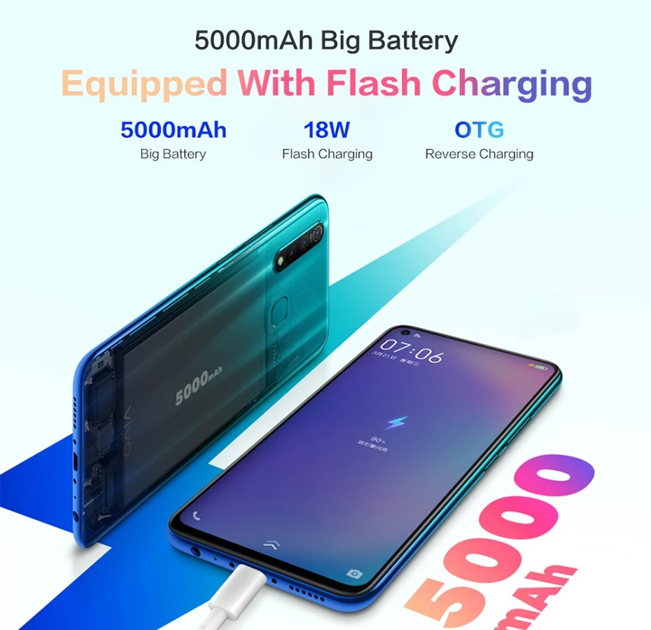 Vivo Z5x мобильный телефон 6,5" экран 6G 64G Snapdragon710 16MP камера 5000 мАч батарея 18 Вт зарядка сотовый смартфон
