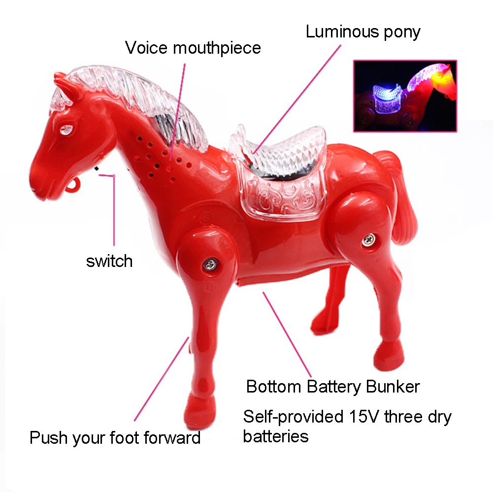 Kids toys Cute Figurine Hose Modle Toy Electric Walking Musical LED Flashing Poy with Leash Miniatures Figurines Kids Gift