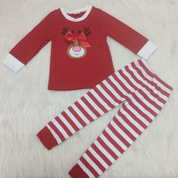 

New Baby Girls Long Sleeve Embroidery Deer Pijamas Girls Christmas Pajamas Sets Kids Pyjamas Children Pajama for Girls