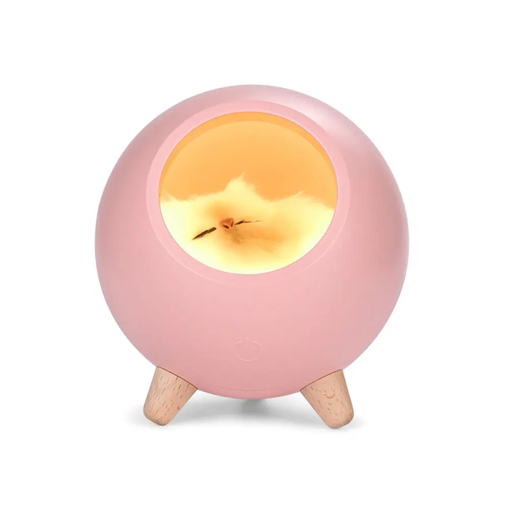 Модная Милая лампа для домашнего питомца с кошкой, Usb зарядка, милый мультяшный Мини светодиодный Ночной светильник, домашнее украшение, Прямая поставка - Испускаемый цвет: Pink