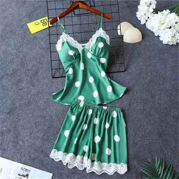 

Pajamas women suspenders shorts two-piece suit lace sweet cute sexy home service new arrival bata novia Sleepwear 2020