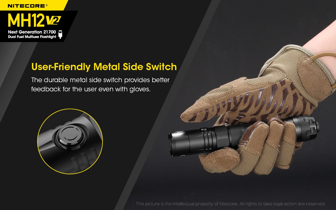 Led com 5000 Nitecore Lanterna Tática Recarregável 1200 Lumens Luz Dura Utiliza um Cree Xp-l2 v6 Mah Bateria Mh12v2 10 luz dura utiliza um cree XP-L2 v6 led com 5000 mah bateria