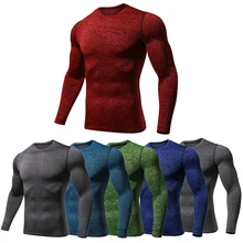 Компрессионные колготки Мужская одежда для фитнеса беговая рубашка дышащий с длинным рукавом спортивная Рашгард Спортивная велосипедная футболка