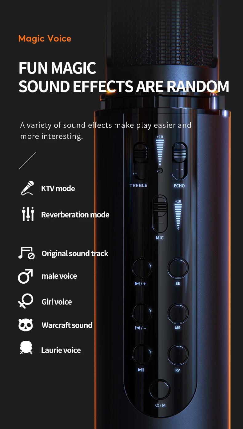 K1 беспроводной Bluetooth микрофон четыре волшебных звука для прямой трансляции пение встроенная звуковая карта с динамиком караоке аудио микрофон
