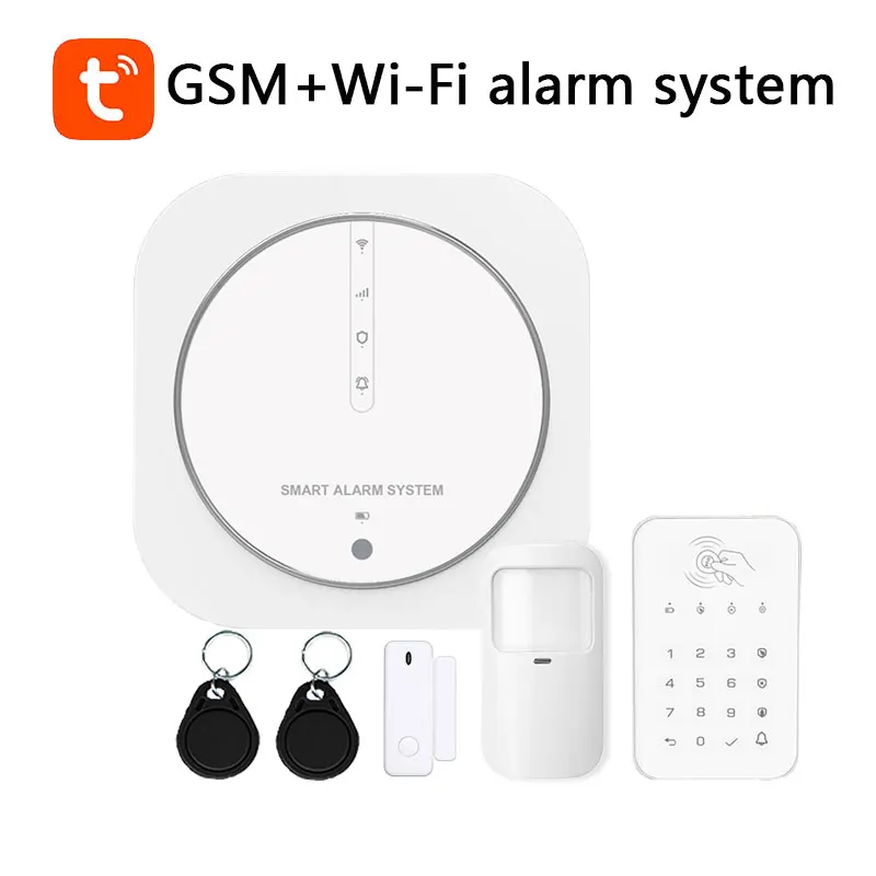 Tuya 433MHz Wireless WiFi GSM Home Security Alarm System with Touch Keypad PIR Detector Strobe Siren Supports Alexa & Google ring alarm wireless keypad Alarms & Sensors