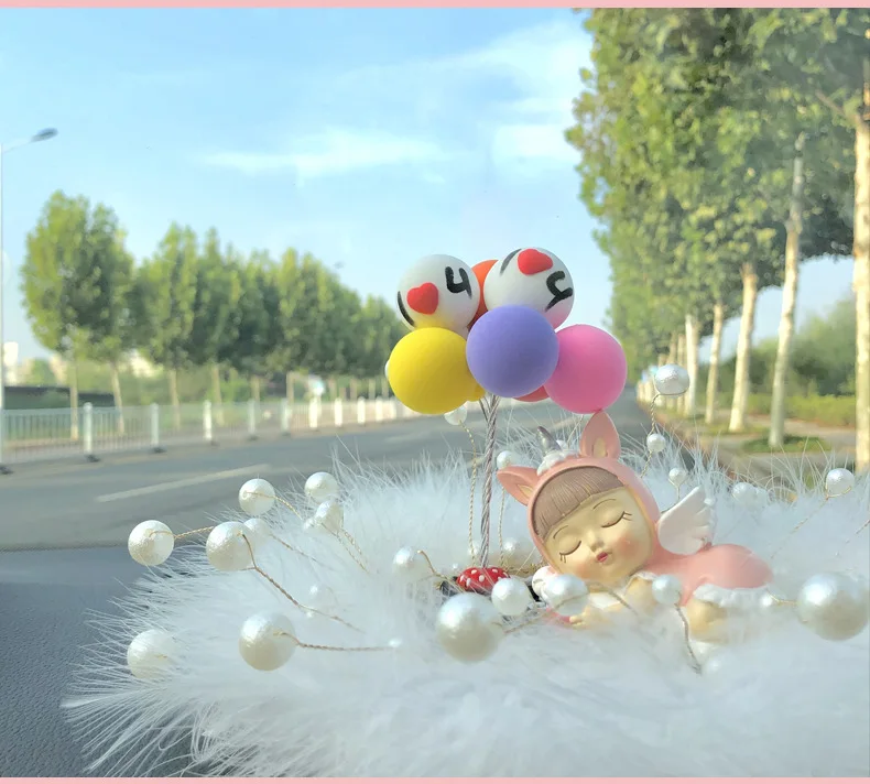 Cute Angel Doll Car Decoration Dashboard Pearl Feather Cushions Advertising Balloon Set Combination Decorations And Ornaments