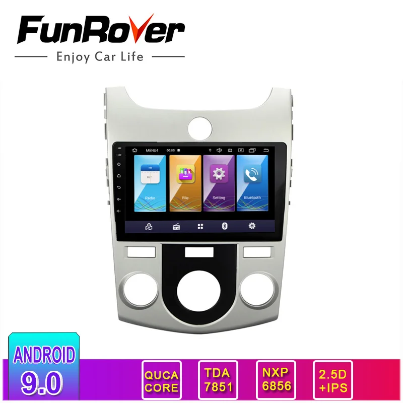 Funrover 2.5D+IPS Car Radio Android 9.0 DVD 2 DIN GPS For KIA Forte Cerato 2008-2012 Stereo Navigation multimedia Player | Автомобили и