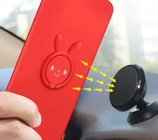 

Kawaii Rabbit Car Phone Holder Magnetic phone holder For iPhone 8 Soporte Movil Mobile Phone Magnet Holder Stand Smartphone Ring