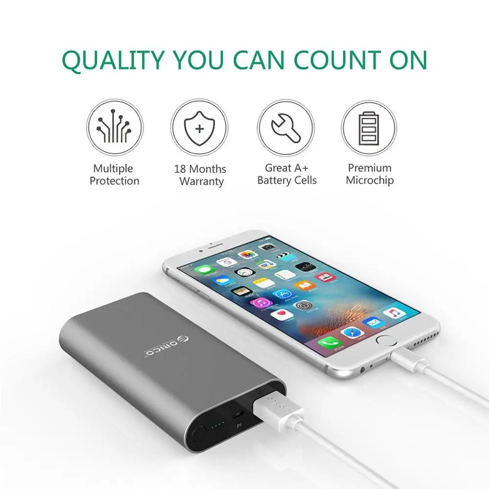 ORICO Power Bank Quick Charge 3.0 10050mAh Fast Charge Portable External Battery Charging For iphon