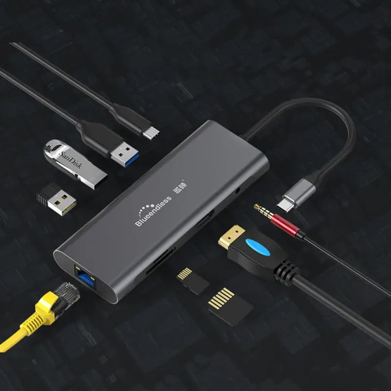 USB C на Hdmi VGA Ethernet адаптер многофункциональный концентратор 4K HD USB 3,0 концентратор 9 в 1 док-станции