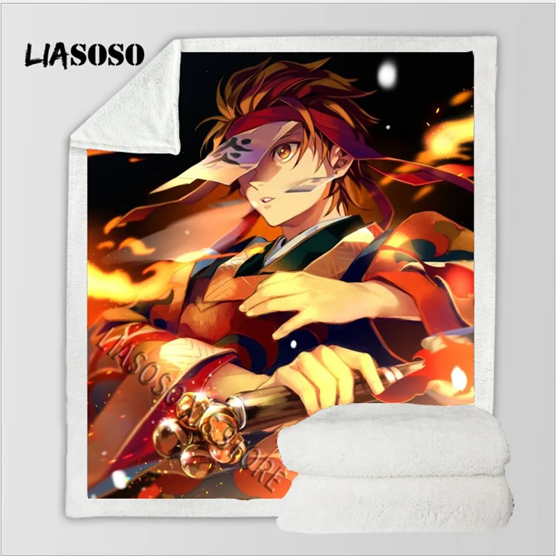 Постельные принадлежности одеяло 3D принт аниме Kimetsu no Yaiba шерпа флисовое Покрывало Диван тонкое одеяло путешествия Пикник Туризм одеяло s - Цвет: 8