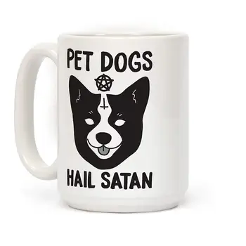 

Pet Dogs/CATS Hail Satan White 15 Ounce Ceramic Coffee Mug
