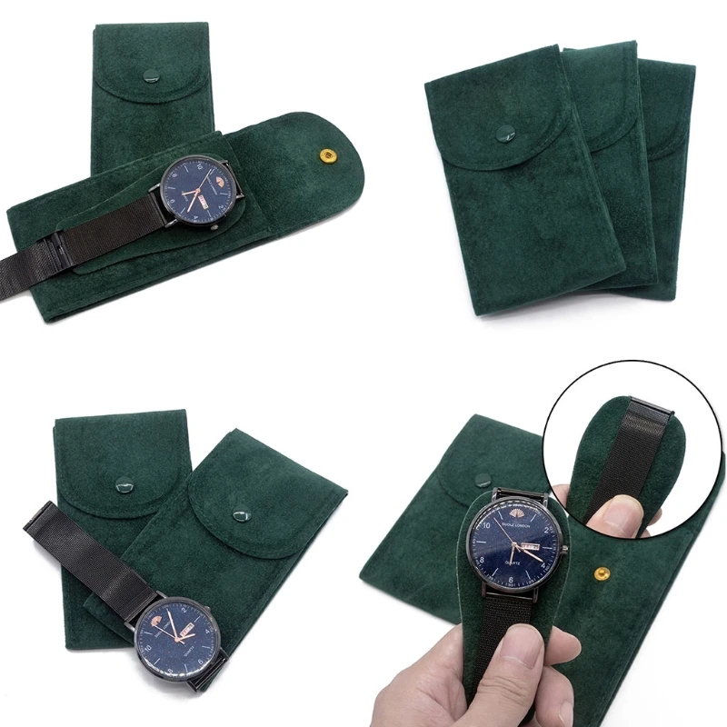 Watch Pouch Flannelette Fabric Watch Bag Durable Travel Pouch Case Buckle Design Not Easy to Fall Off Protect Your watch storage box watch storage bag watch storage pouch