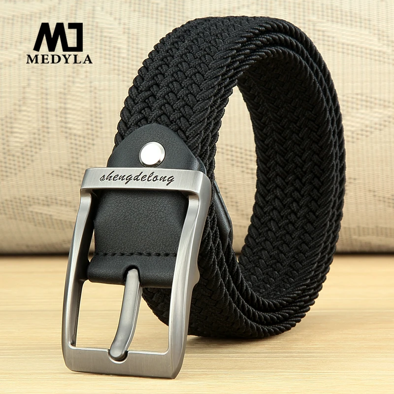 

Medyla men's woven belt unisex casual canvas pin buckle belt elastic elastic wild youth student belt