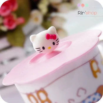 

Kawaii Cartoon Kitty Cat Cup Lid Food Silicone Cover Cute Dustproof Multifunctional Cup Lid Hermetic Vegetable Cover