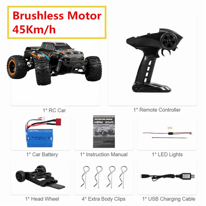 Linxtech 16889 1/16 RC автомобиль 45 км/ч бесщеточный двигатель 4WD RC гоночный автомобиль большая нога внедорожная машина RC игрушка для взрослых детей VS Wltoys 12428 - Цвет: Brushless 45km Black
