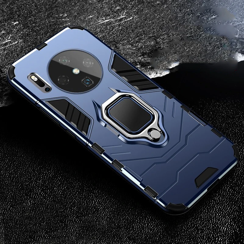 Жесткий чехол для huawei mate 30, демонстрационный держатель для колец, Магнитный чехол для телефона, чехол для huawei mate 30 Pro mate 30, силиконовый бампер - Цвет: Blue
