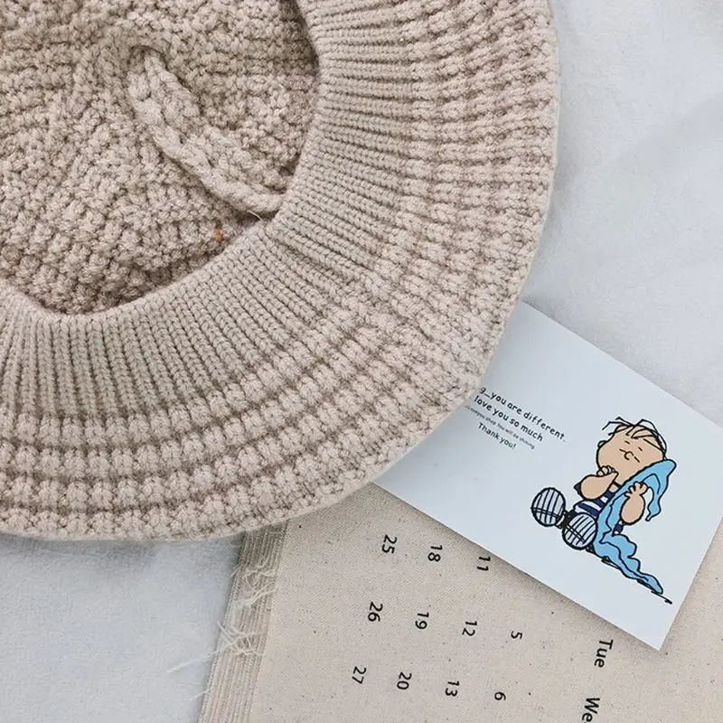 Осенне-зимняя детская шерстяная шапка для мальчиков и девочек, теплый вязаный берет LX9E