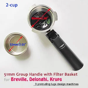 51mm Double-Cup Coffee Machine Pressurized Filter Basket for Household Coffee Maker Parts Non-Pressurized Coffee 2-Cup