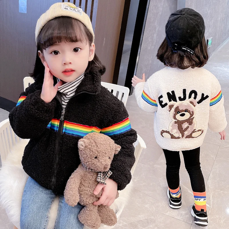 

Girls Kids Coat Jacket Overcoat 2021 Warm Plus Thicken Velvet Winter Outwear Teenagers Sport Outfits Children's Clothing