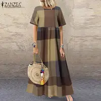 Vintage Printed Maxi Dress Women's Summer Sundress ZANZEA 2025 Casual Short Sleeve Holiday Floral Vestidos Female O Neck Robe - Image 2