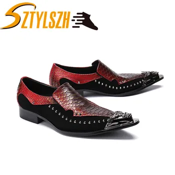 

Luxury Formal Men Dress Shoes Genuine Leather Flat Wedding Shoes Mens Red Brogue Business Casual Party Gentleman Wedding Shoes
