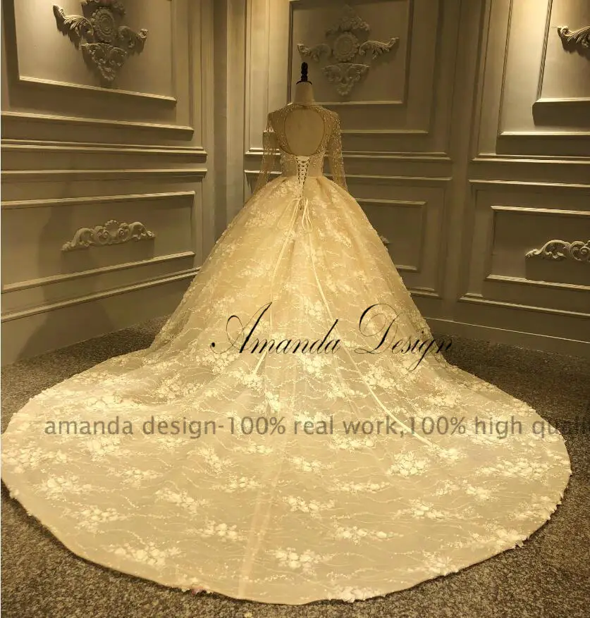 Аманда дизайн robe de mariee с длинным рукавом Кружевное открытое черное свадебное платье