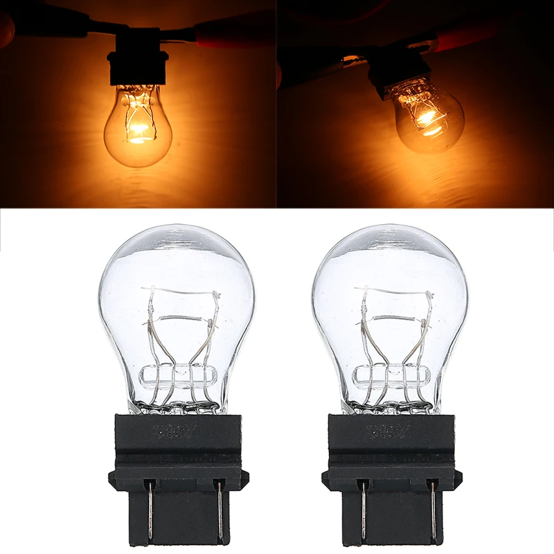 2pcs P27 7w 3157 12v Amber Tail Brake Backup Reverse Light Turn Signal