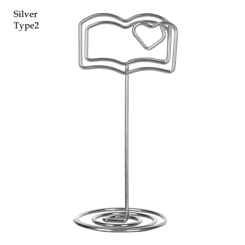 type2 - Silver 1 шт., зажимы в форме луны и звезд, папки для заметок, свадебные сувениры, карты, фото, стенд, настольные номера, держатель, зажим для бумаги, настольный декор - Цвет: type2 - Silver