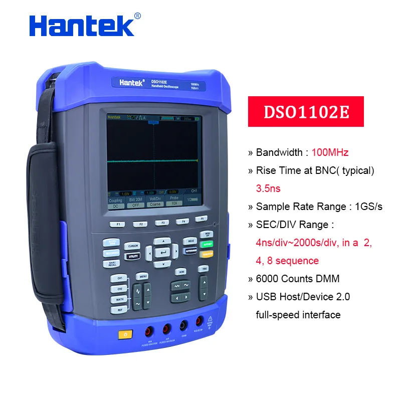 DSO1102E Цифровой осциллограф Hantek/рекордер/мультиметр/анализатор спектра FFT/счетчик частоты 5в1 DSO1072E DSO1102E DSO1152E DSO1202E - Цвет: DSO1102E