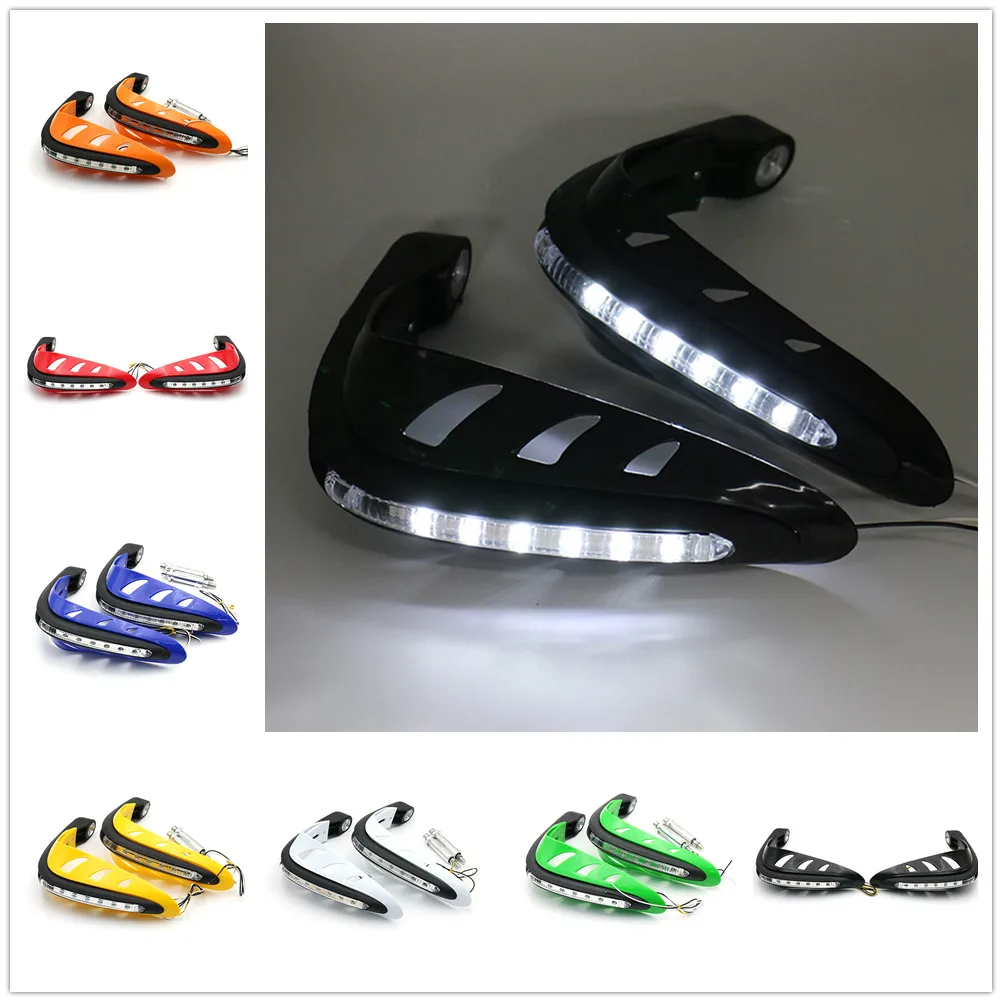 1pair Motorcycle Handlebar Hand Protector With Led Light Handguards Led Hand Guard Universal Hand Guards Motor Accessories Falling Protection Aliexpress