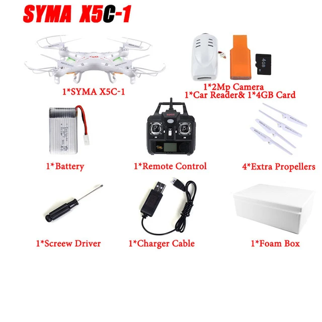 SYMA X5C(обновление версии) дрона с дистанционным управлением 6-Axis Дистанционное Управление вертолет Квадрокоптер с дистанционным управлением и 2MP HD Камера или X5 без Камера - Цвет: X5C 1 battery