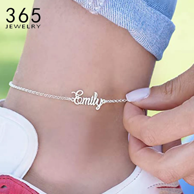 Tobillera con nombre personalizado para mujer, cadena de acero inoxidable, joyería Bohemia para playa, regalo de bodas de moda