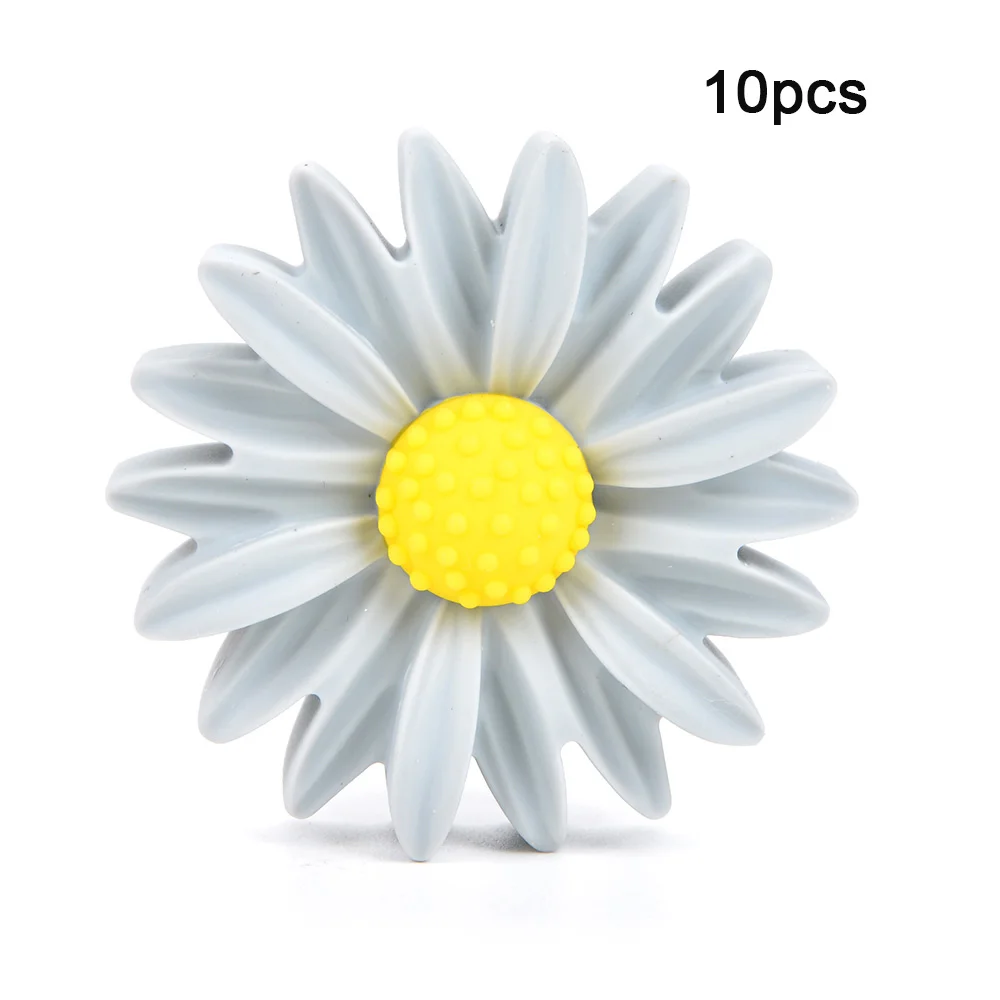 LOFCA 10pcs Baby Silicone Daisy Clip Baby Oral Care Pacifier Clip Holder baby silicone teether clip Pacifier Chain Accessories - Цвет: light grey
