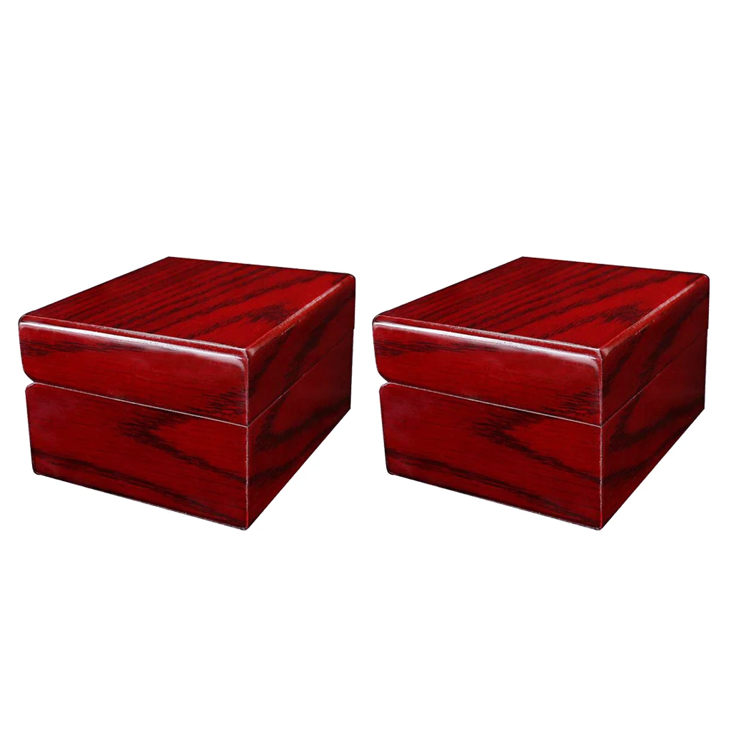 

2 Pieces Red Wooden Watch Display Box Case Jewelry Storage Organizer Collection