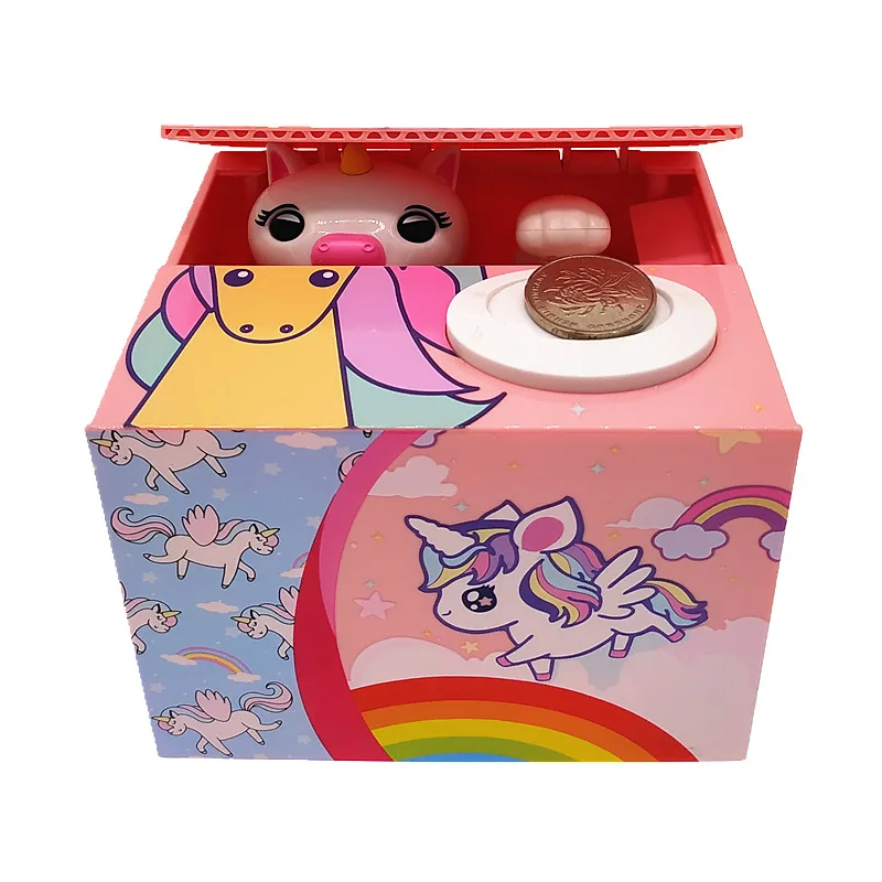 Money Tin cm Kids Coin Saving Toy 17x10.5 Unicorn Pink Kids Money Box 